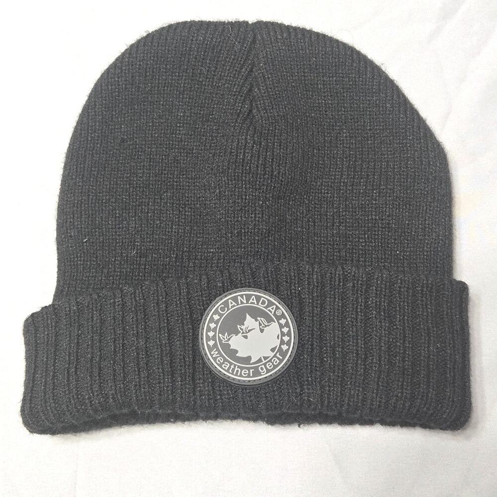 Canada Weather Gear Black Ribbed Cuffed Beanie Toque Unisex One Size